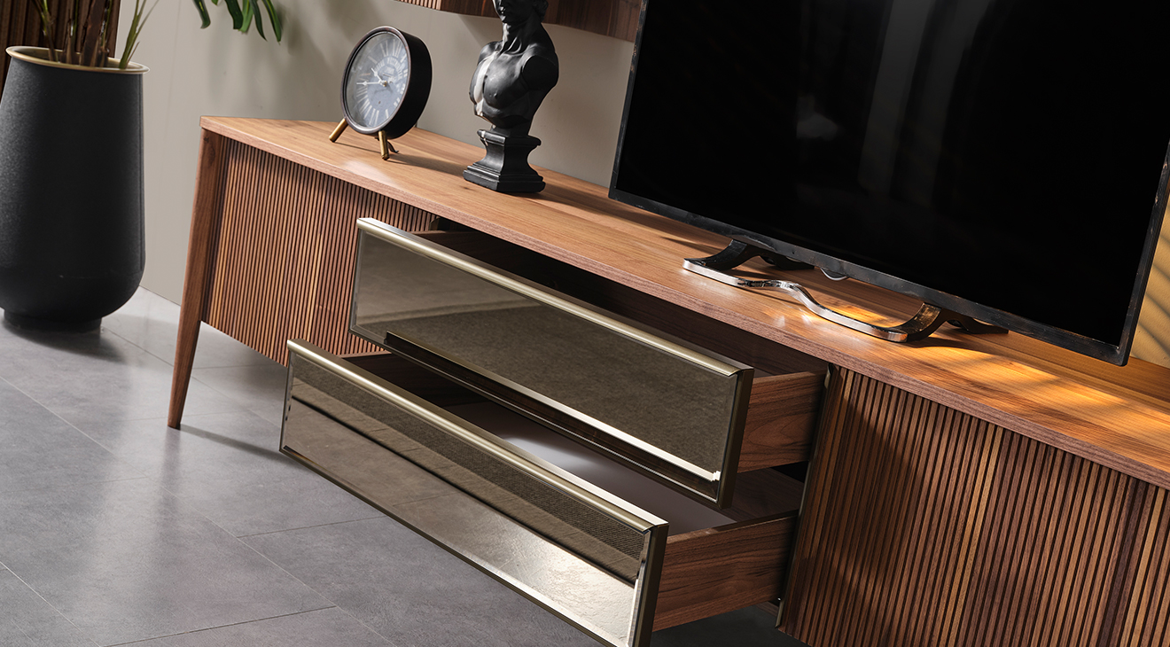 Antik Ahşap Ayaklı Tv Ünitesi TV Ünitesi