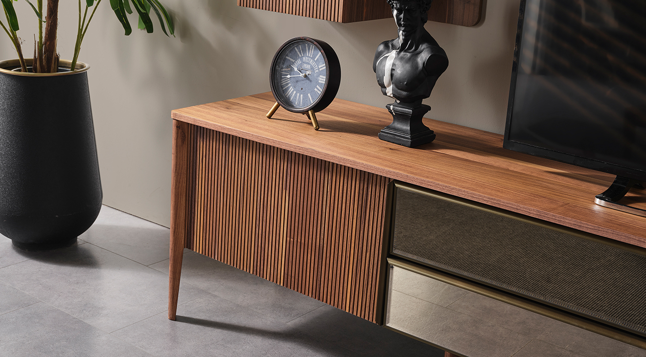 Antik Ahşap Ayaklı Tv Ünitesi TV Ünitesi