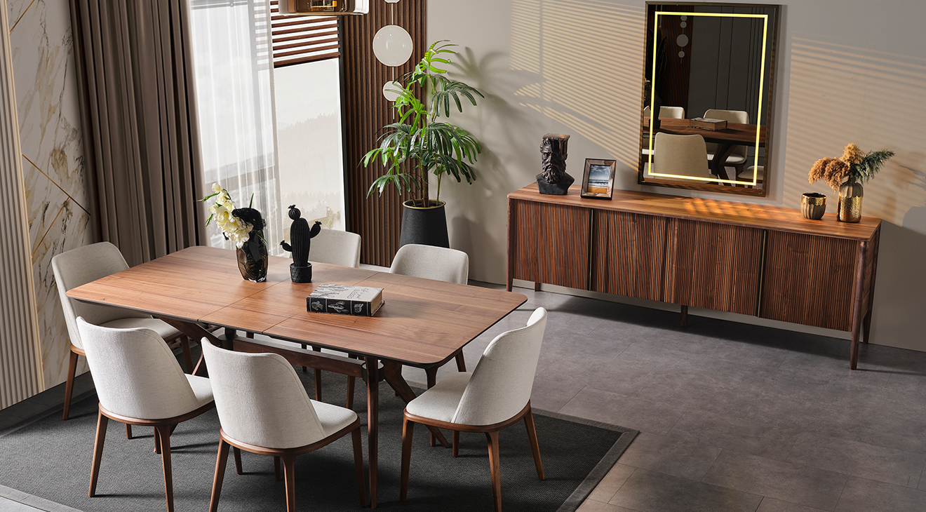 Antik Ahşap Ayaklı Yemek Odası Takımı Yemek Odası