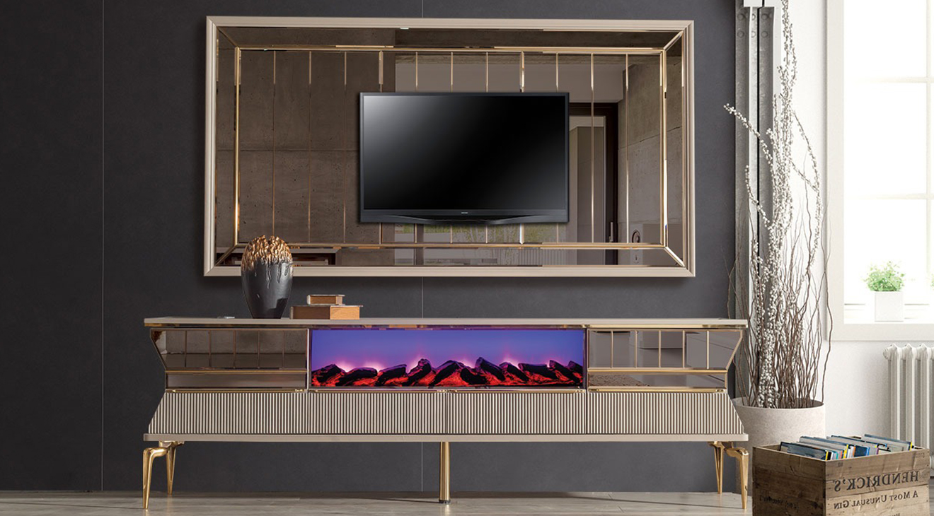 Valentina Selenit Şömineli Tv Ünitesi TV Ünitesi