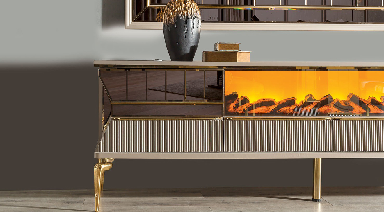 Valentina Selenit Şömineli Tv Ünitesi TV Ünitesi