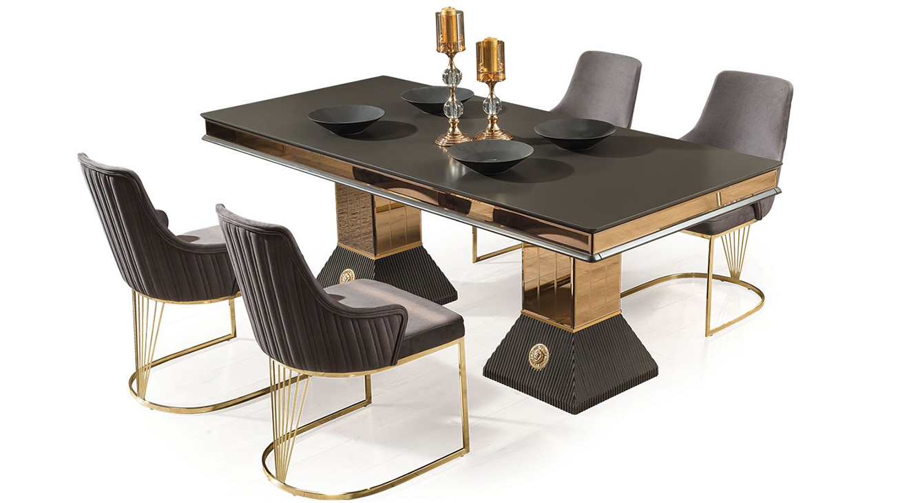Valentina Siyah Modern Yemek Odası Takımı Yemek Odası