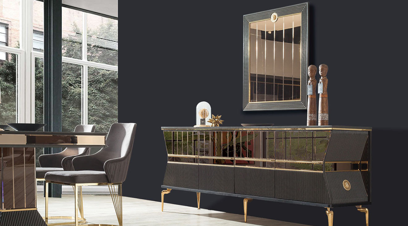 Valentina Siyah Modern Yemek Odası Takımı Yemek Odası