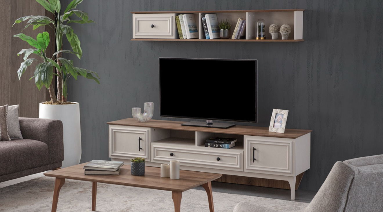 Malta Ahşap Ayaklı Tv Ünitesi TV Ünitesi