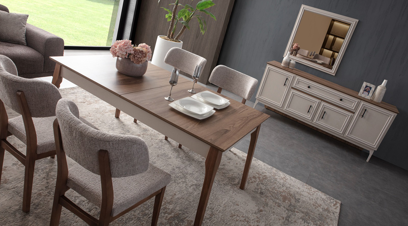 Malta Ahşap Ayaklı Yemek Odası Takımı Yemek Odası