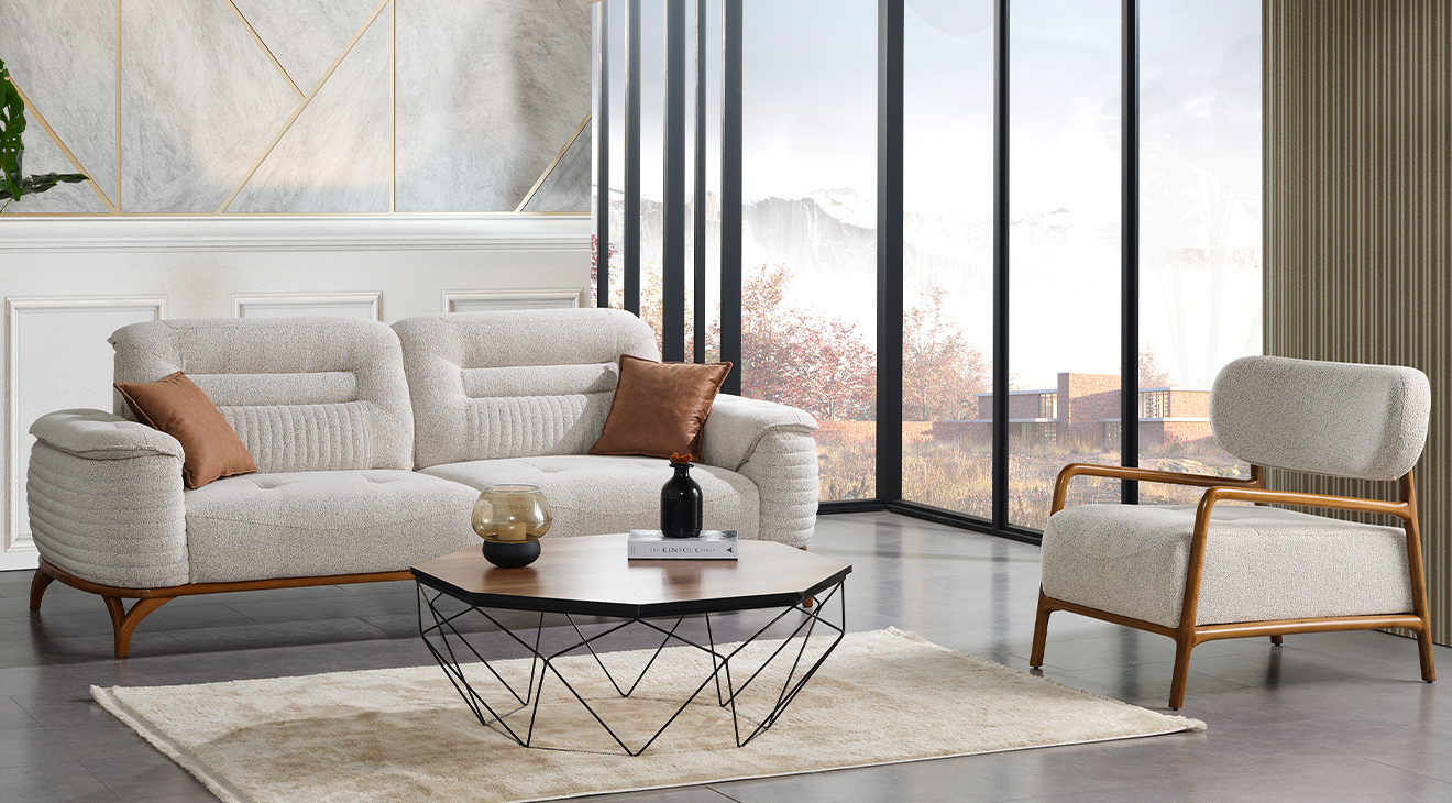 Erika Ahşap Ayaklı Yataklı Koltuk Takımı Yataklı Koltuk Takımları