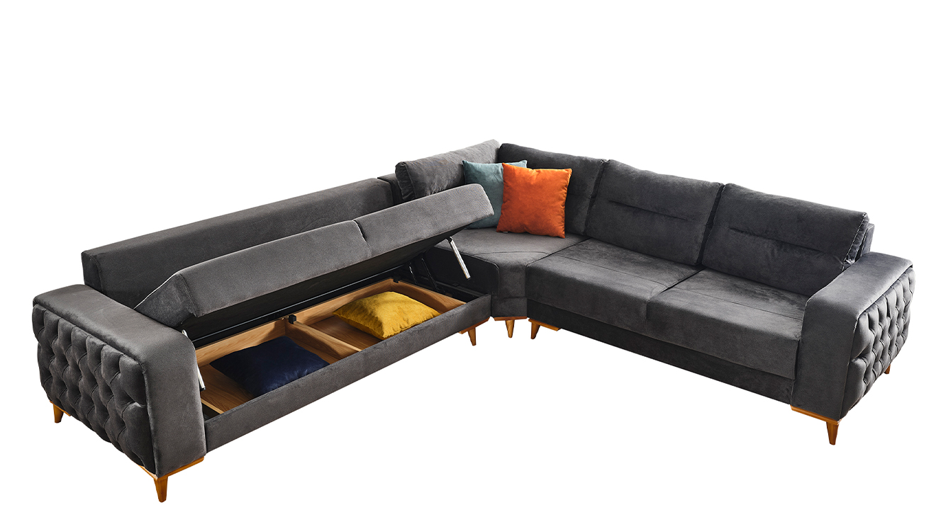 Paris Yataklı Sandıklı Köşe Koltuk Takımı Yataklı ve Sandıklı Koltuk Takımları