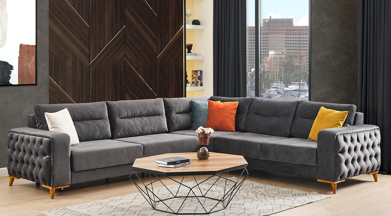 Paris Yataklı Sandıklı Köşe Koltuk Takımı Yataklı ve Sandıklı Koltuk Takımları