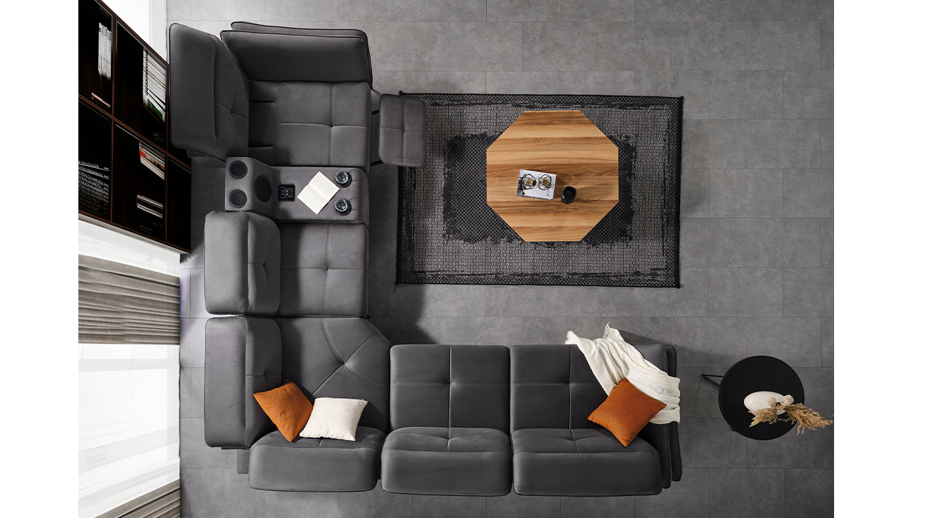 Seray Antrasit Usbli Yataklı Köşe Koltuk Takımı