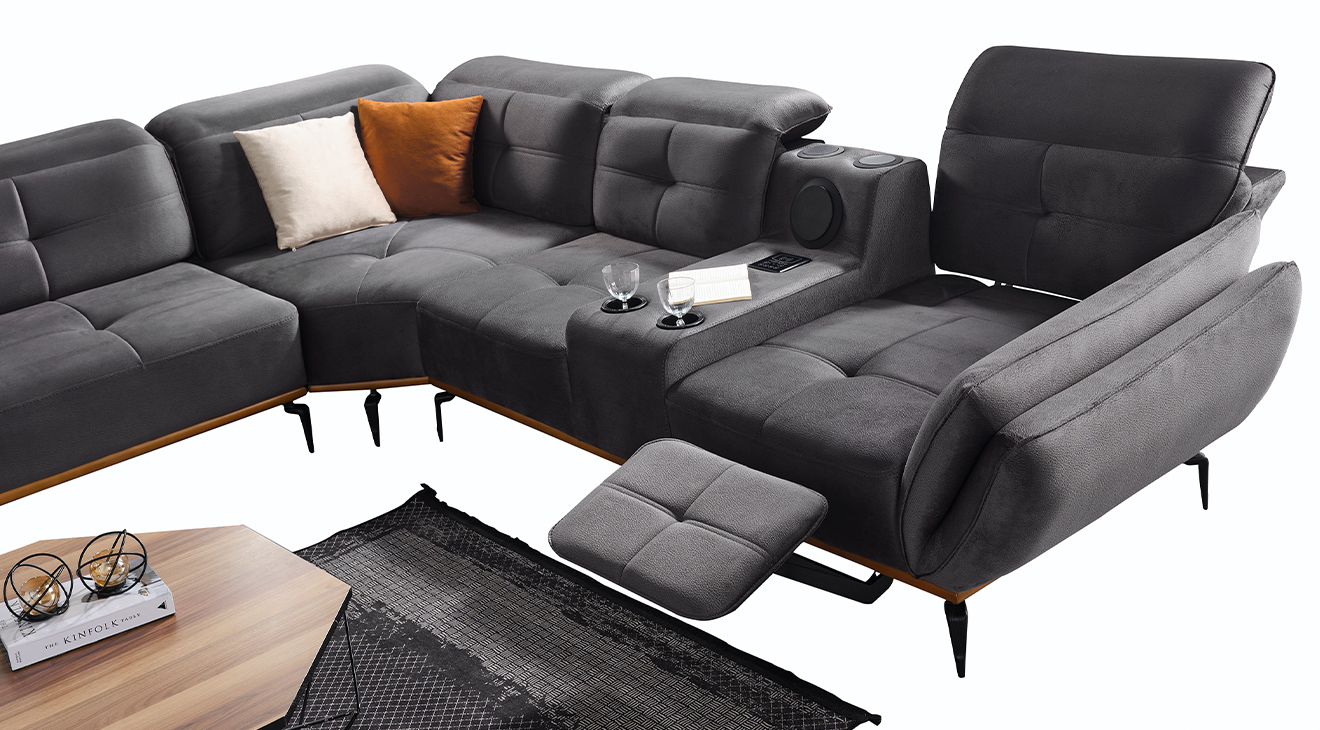 Seray Antrasit Usbli Yataklı Köşe Koltuk Takımı Yataklı KöşeTakımları