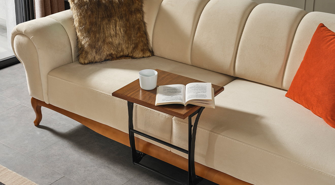 Violet Turuncu Ahşap Ayaklı Yataklı Koltuk Takımı Yataklı Koltuk Takımları