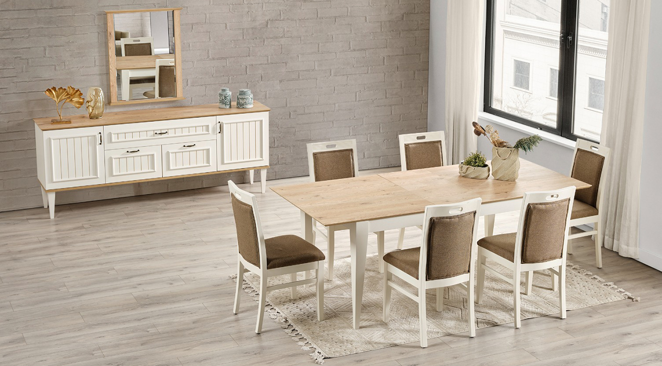 Bodrum Ahşap Ayaklı Yemek Odası Takımı Yemek Odası