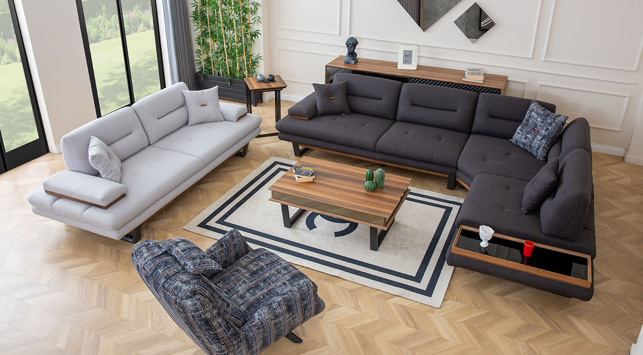 Efes Ses Sistemli Kanepeli Köşe Koltuk Takımı Köşe Koltuk