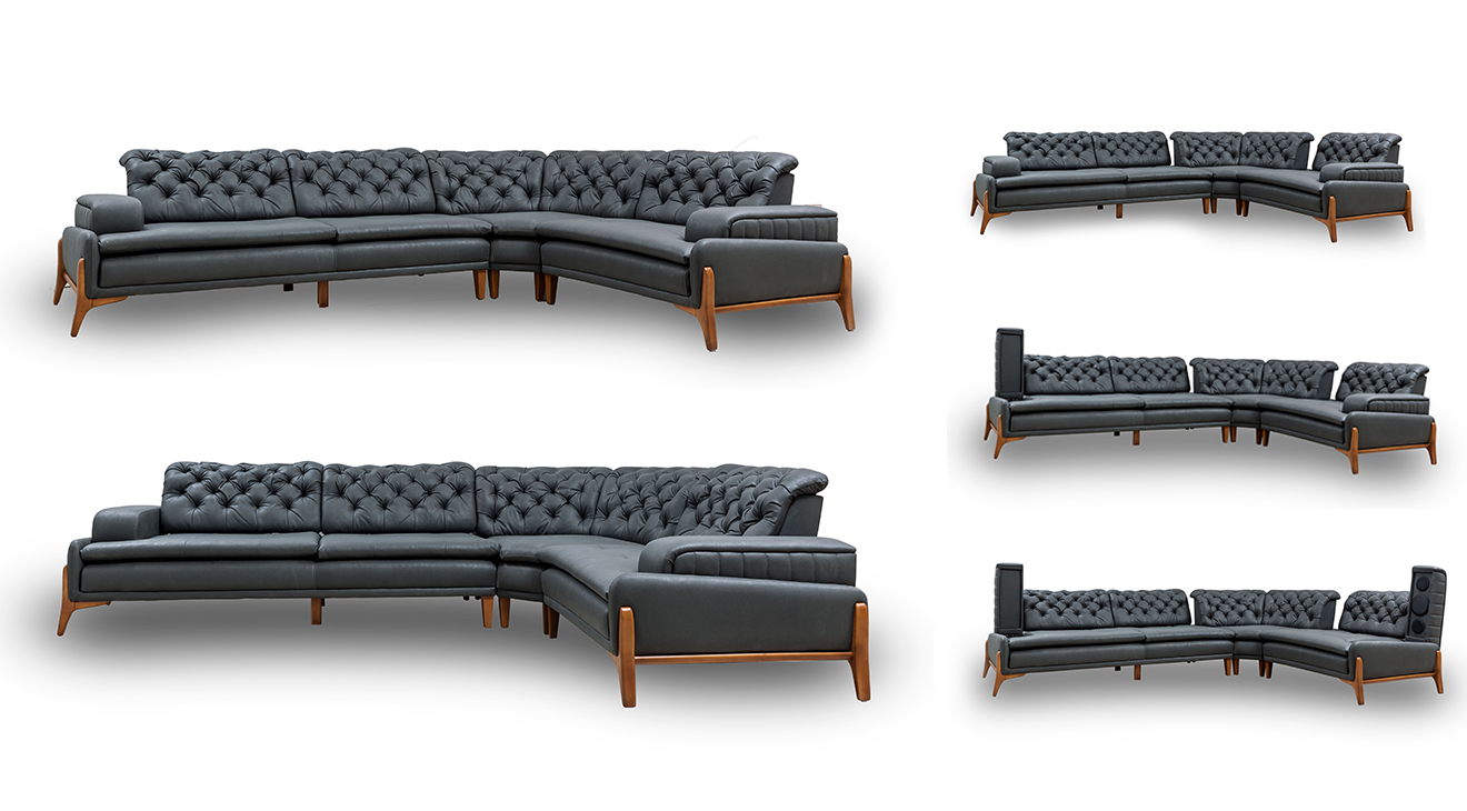 Granada Ses Sistemli Kanepeli Köşe Koltuk Takımı Köşe Koltuk