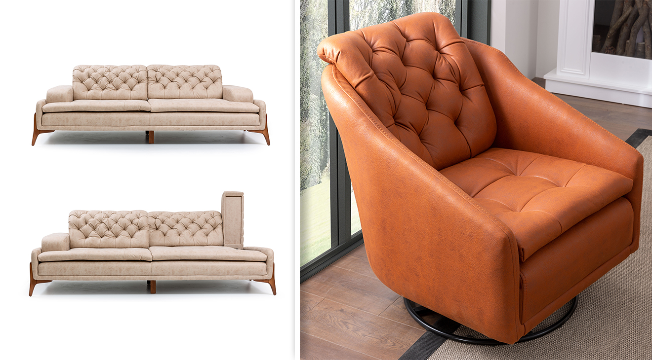 Granada Ses Sistemli Kanepeli Köşe Koltuk Takımı Köşe Koltuk