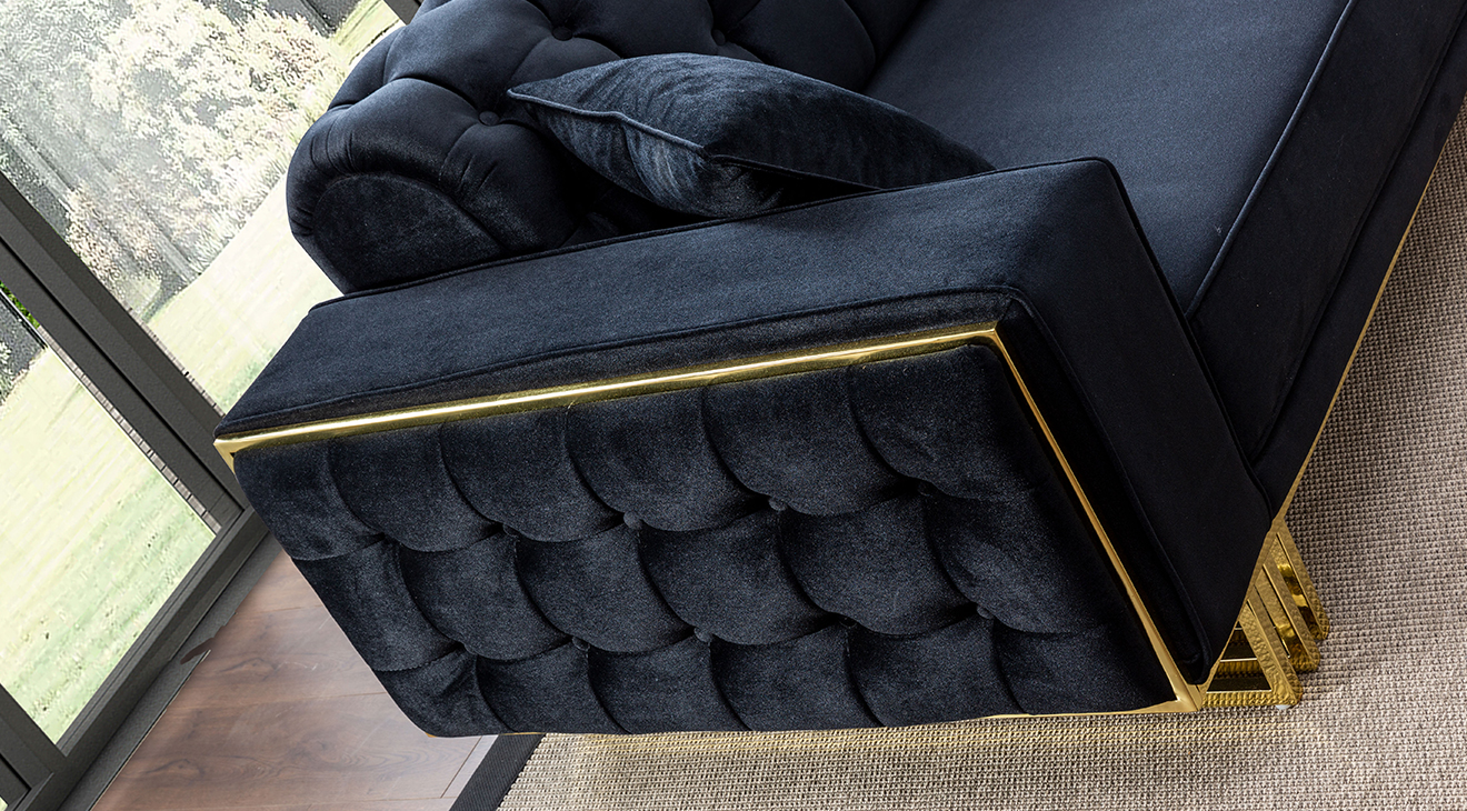 İspanya Gold Metal Ayaklı Köşe Koltuk Takımı Köşe Koltuk