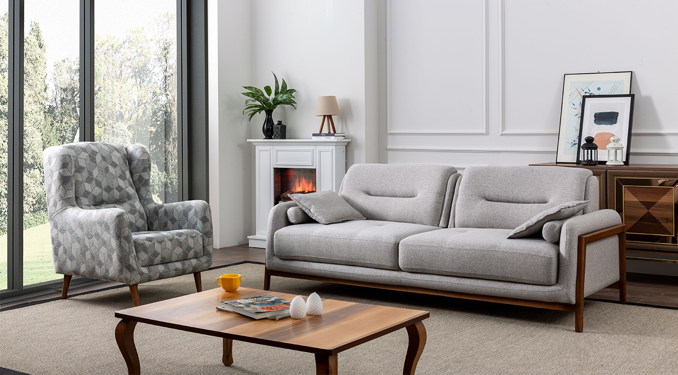 Still Ahşap Ayaklı Kanepeli Köşe Koltuk Takımı Köşe Koltuk