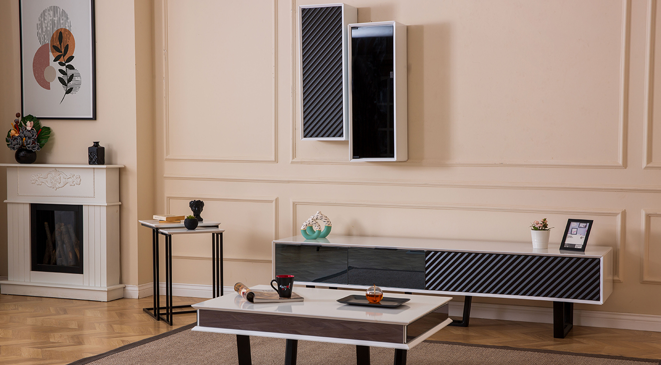 Efes Beyaz Modern Tv Ünitesi TV Ünitesi