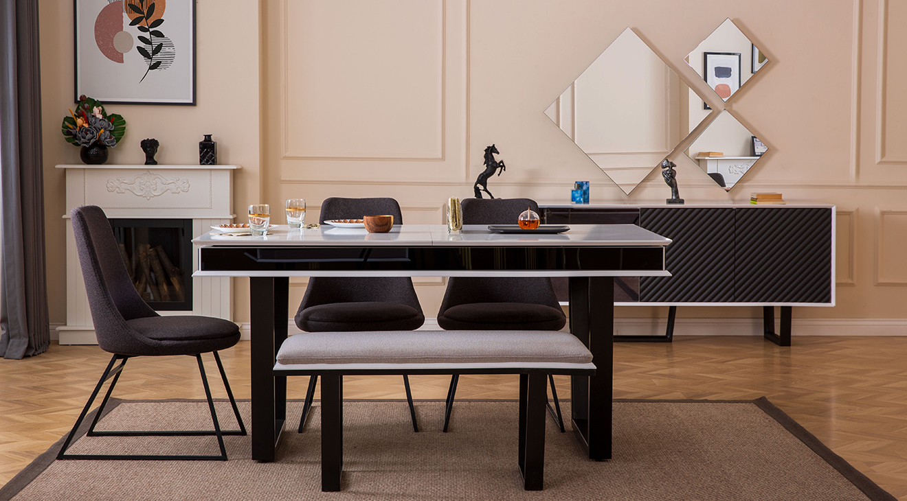 Efes Modern Beyaz Yemek Odası Takımı Yemek Odası