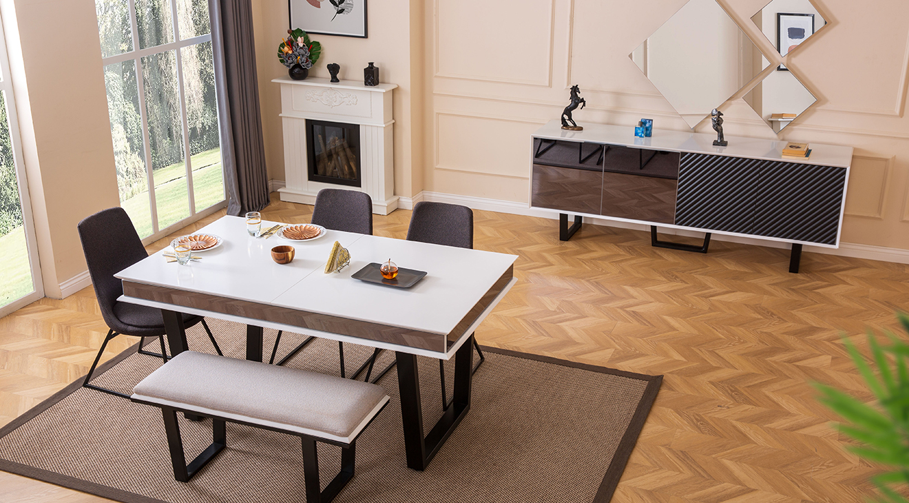 Efes Modern Beyaz Yemek Odası Takımı Yemek Odası