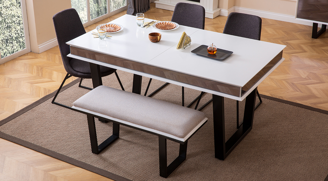 Efes Modern Beyaz Yemek Odası Takımı Yemek Odası