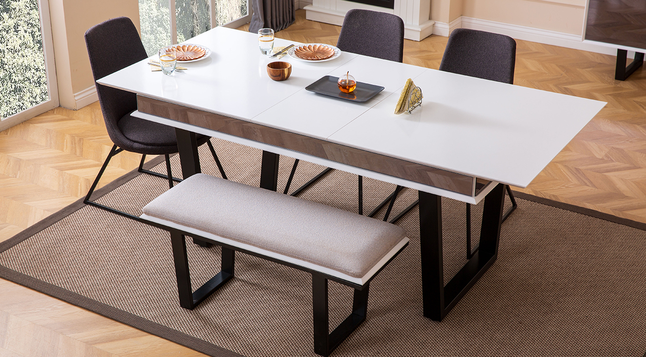 Efes Modern Beyaz Yemek Odası Takımı Yemek Odası