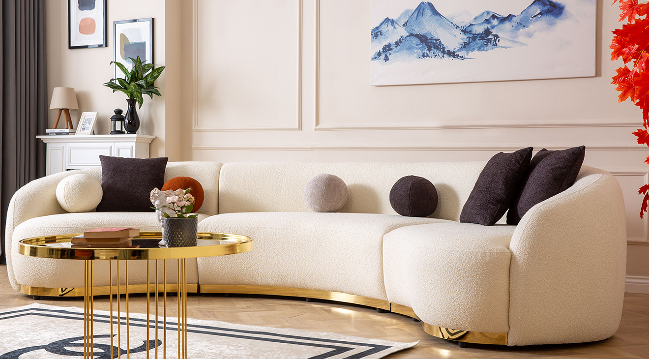 Elips Beyaz Köşe Koltuk Takımı Köşe Koltuk