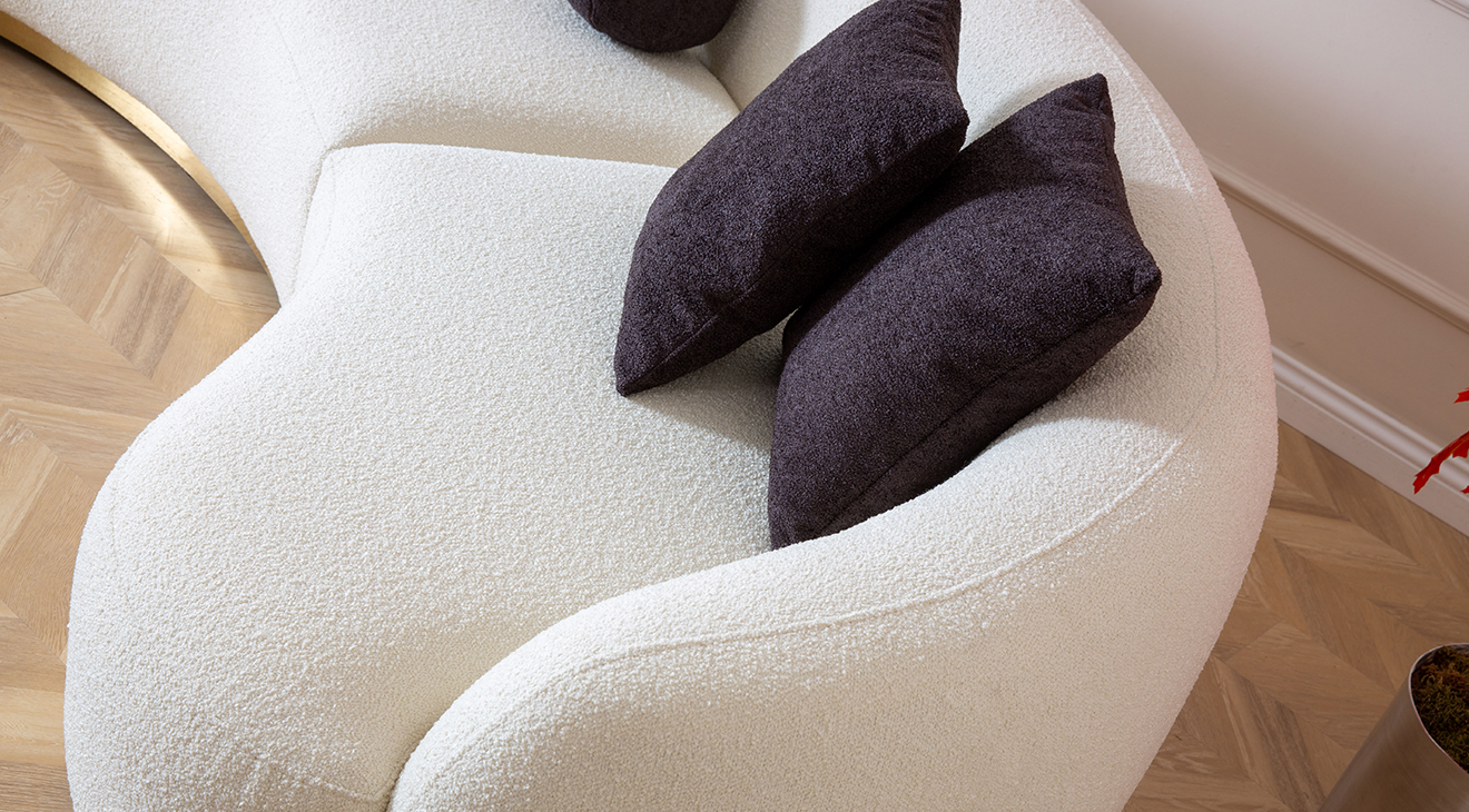 Elips Beyaz Köşe Koltuk Takımı Köşe Koltuk