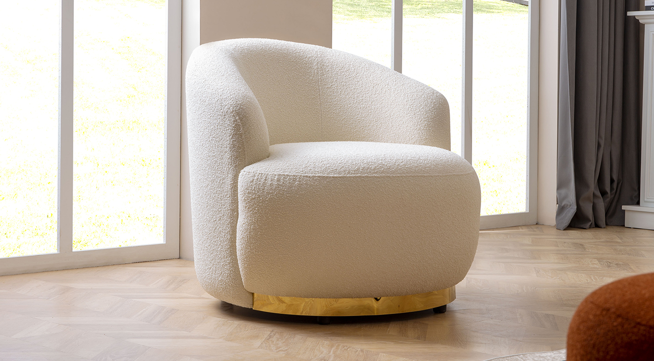 Elips Beyaz Köşe Koltuk Takımı Köşe Koltuk