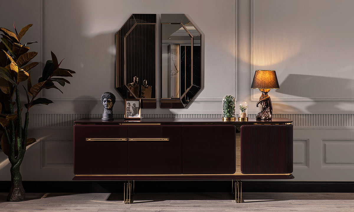 Bergama Mürdüm Metal Ayaklı Yemek Odası Takımı Yemek Odası