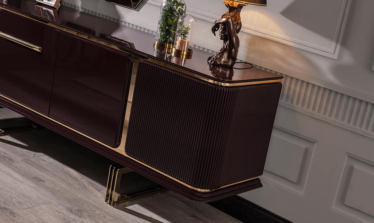 Bergama Mürdüm Metal Ayaklı Yemek Odası Takımı Yemek Odası