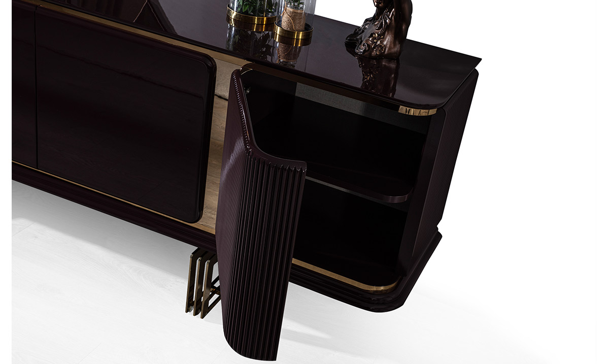 Bergama Mürdüm Metal Ayaklı Yemek Odası Takımı Yemek Odası