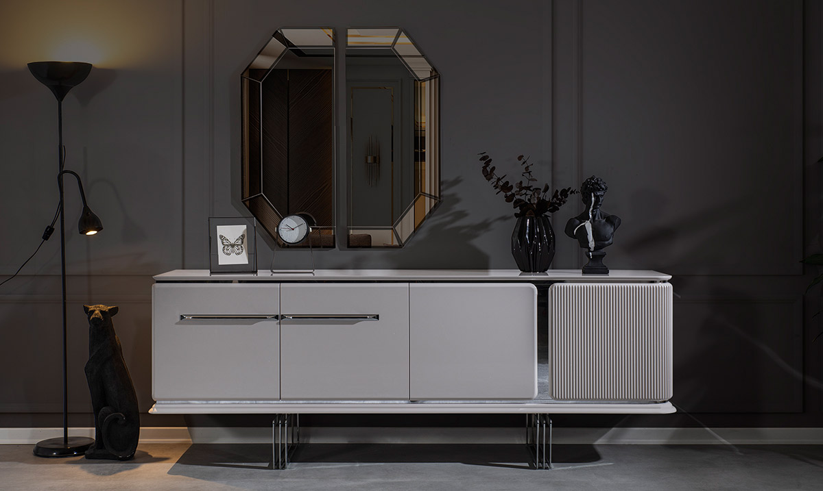 Bergama Kumtaşı Metal Ayaklı Yemek Odası Takımı Yemek Odası