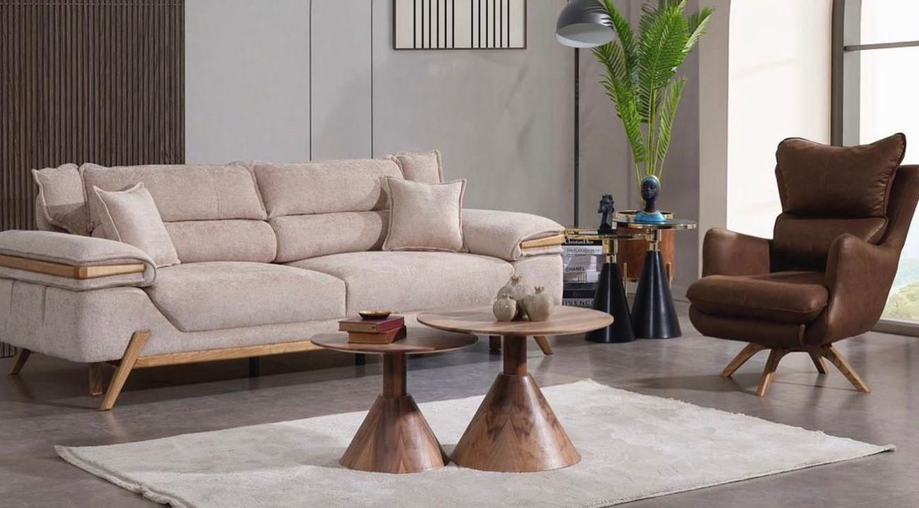 Tesla Ahşap Ayaklı Modern Koltuk Takımı Modern Koltuk Takımı