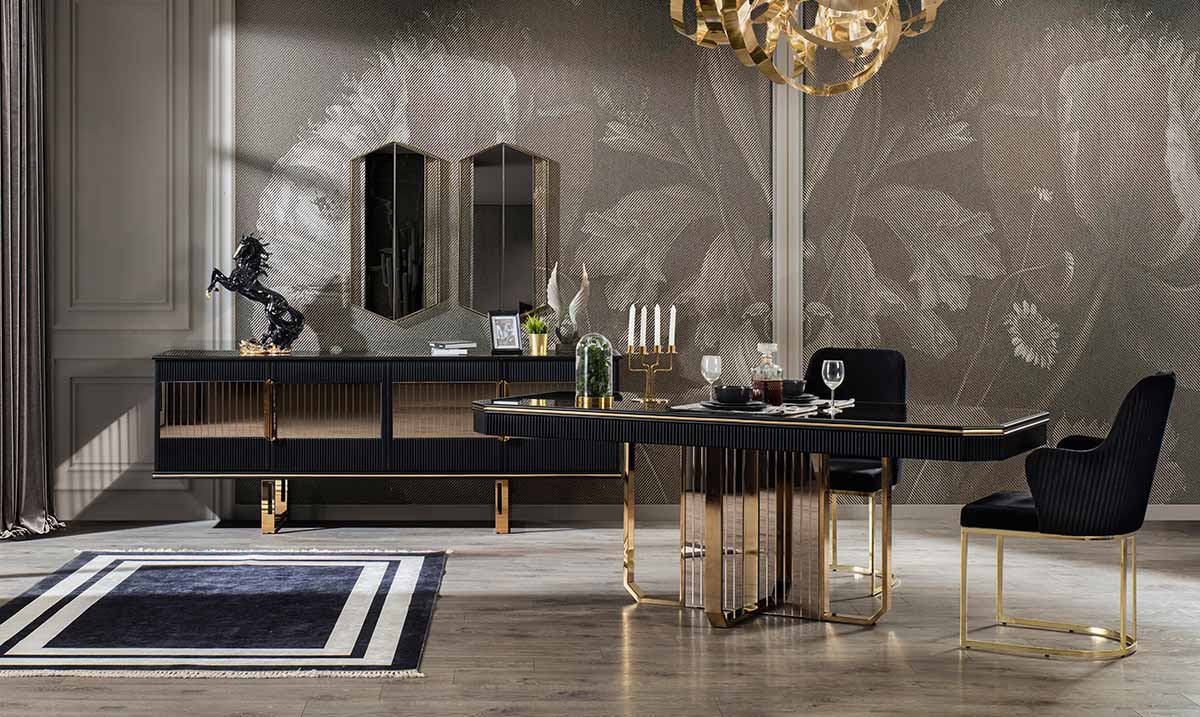 Gucci Black Metal Ayaklı Yemek Odası Yemek Odası