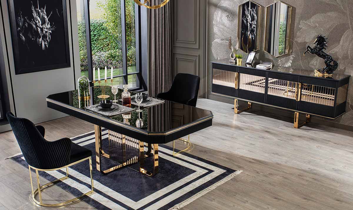Gucci Black Metal Ayaklı Yemek Odası Yemek Odası