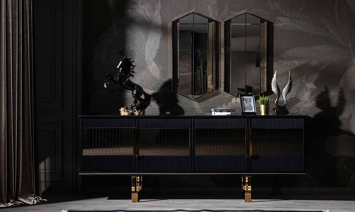 Gucci Black Metal Ayaklı Yemek Odası Yemek Odası