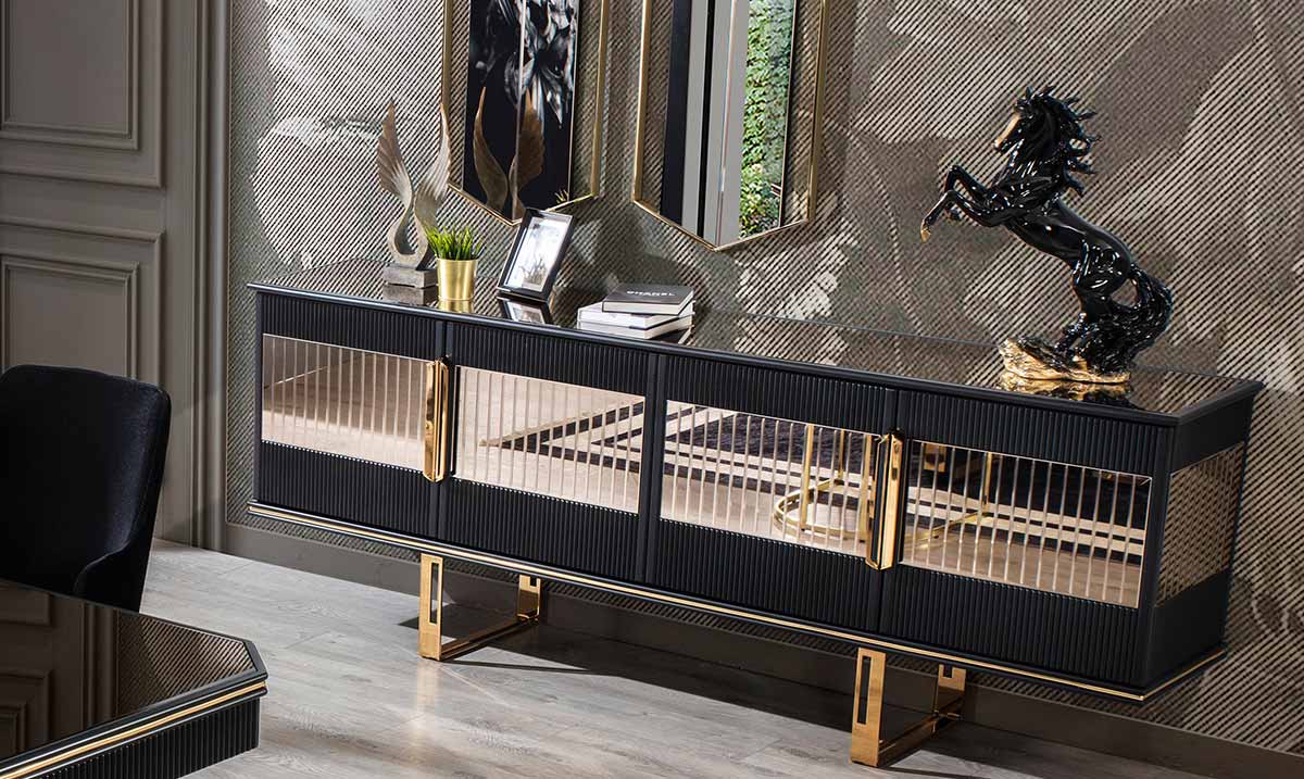 Gucci Black Metal Ayaklı Yemek Odası Yemek Odası