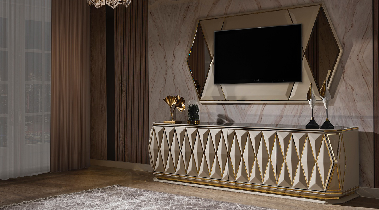 Diamond Krem Luxury Tv Ünitesi TV Ünitesi