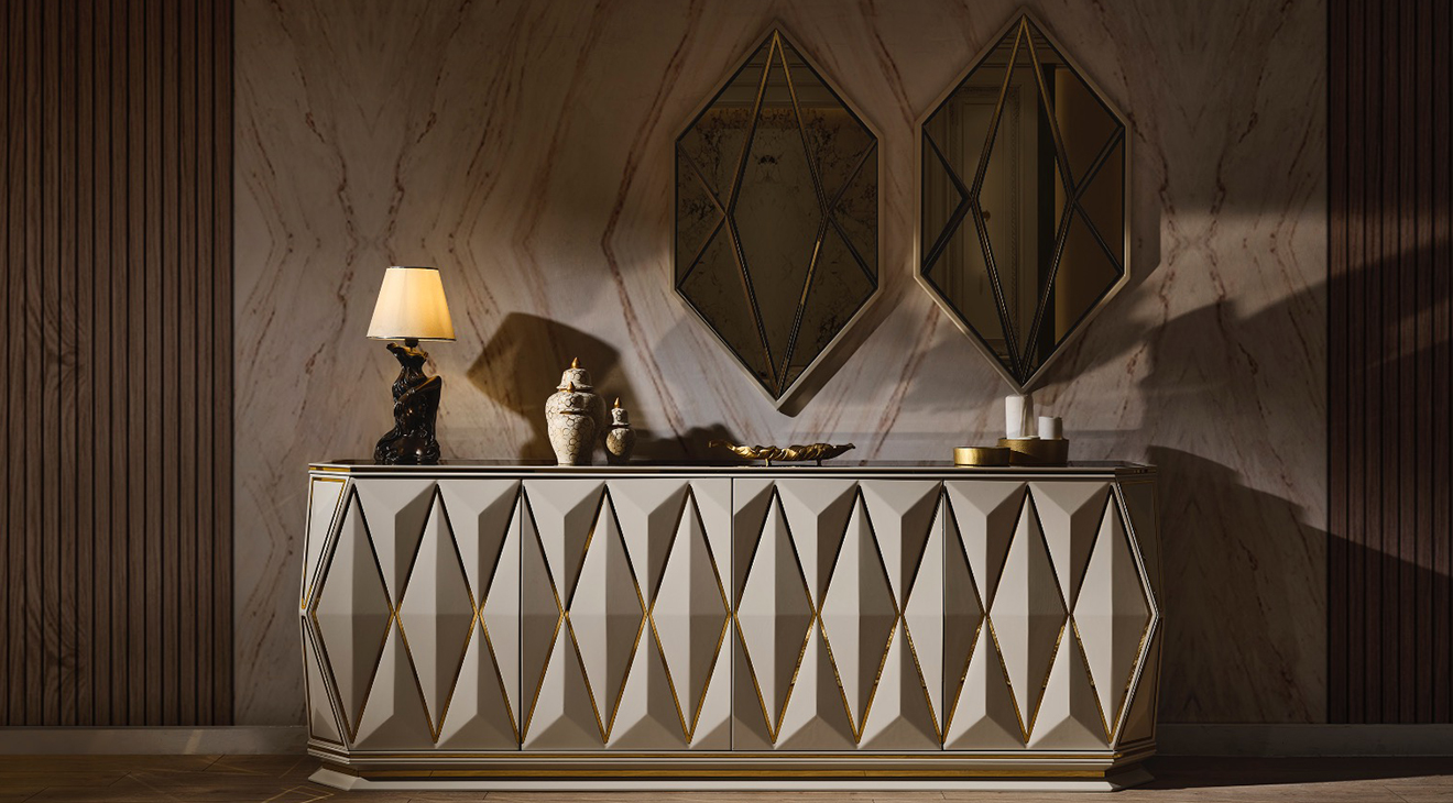 Diamond Krem Luxury Yemek Odası Takımı Luxury Yemek Odası