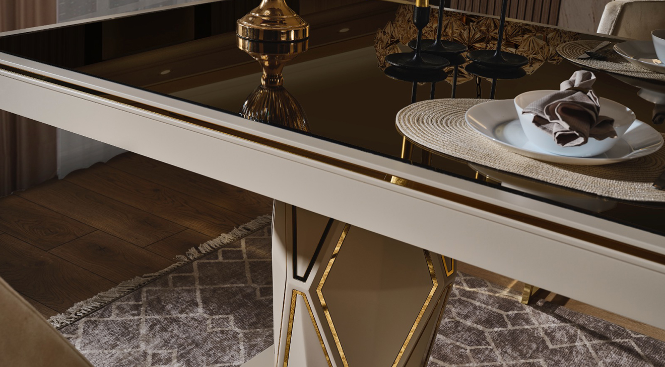 Diamond Krem Luxury Yemek Odası Takımı Luxury Yemek Odası