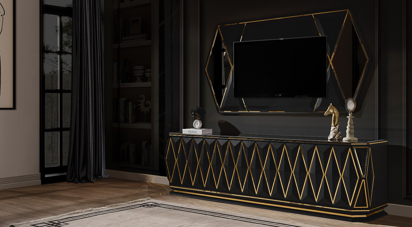 Diamond Siyah Luxury Tv Ünitesi TV Ünitesi