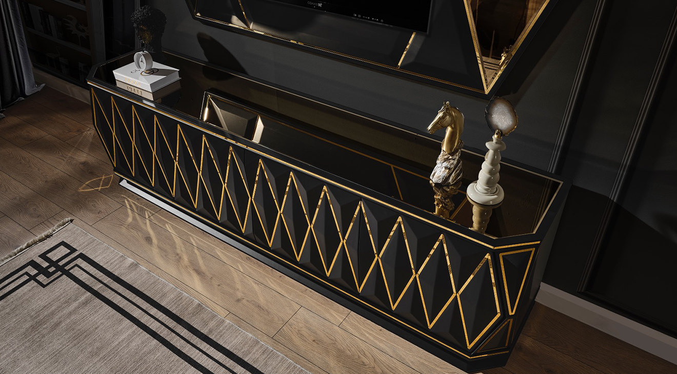Diamond Siyah Luxury Tv Ünitesi TV Ünitesi