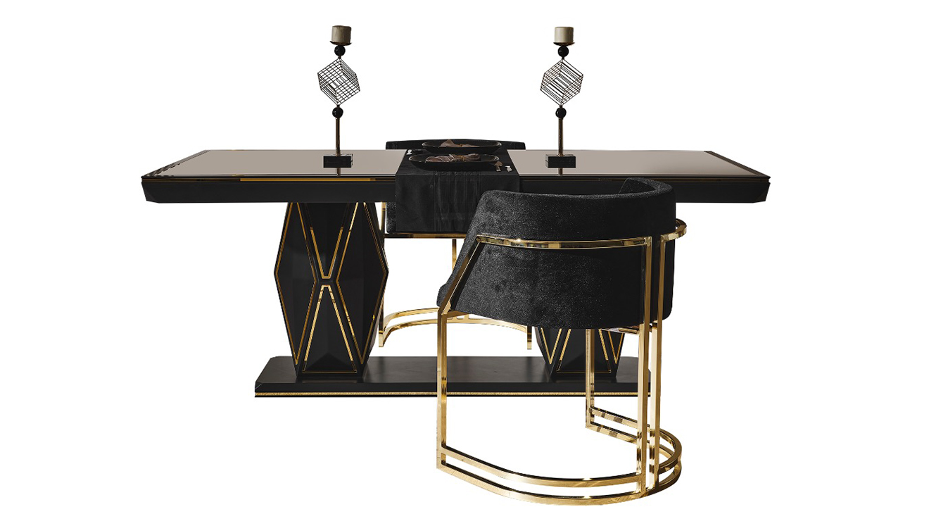 Diamond Siyah Luxury Yemek Odası Takımı Luxury Yemek Odası