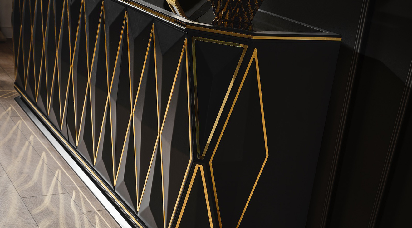 Diamond Siyah Luxury Yemek Odası Takımı Luxury Yemek Odası