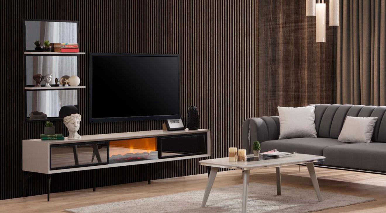 Madrid Şömineli Tv Ünitesi TV Ünitesi