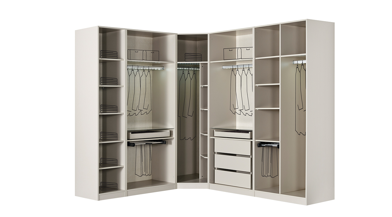 Oslo Köşe Dolaplı Yatak Odası Takımı(Krem) Giyinme Odası