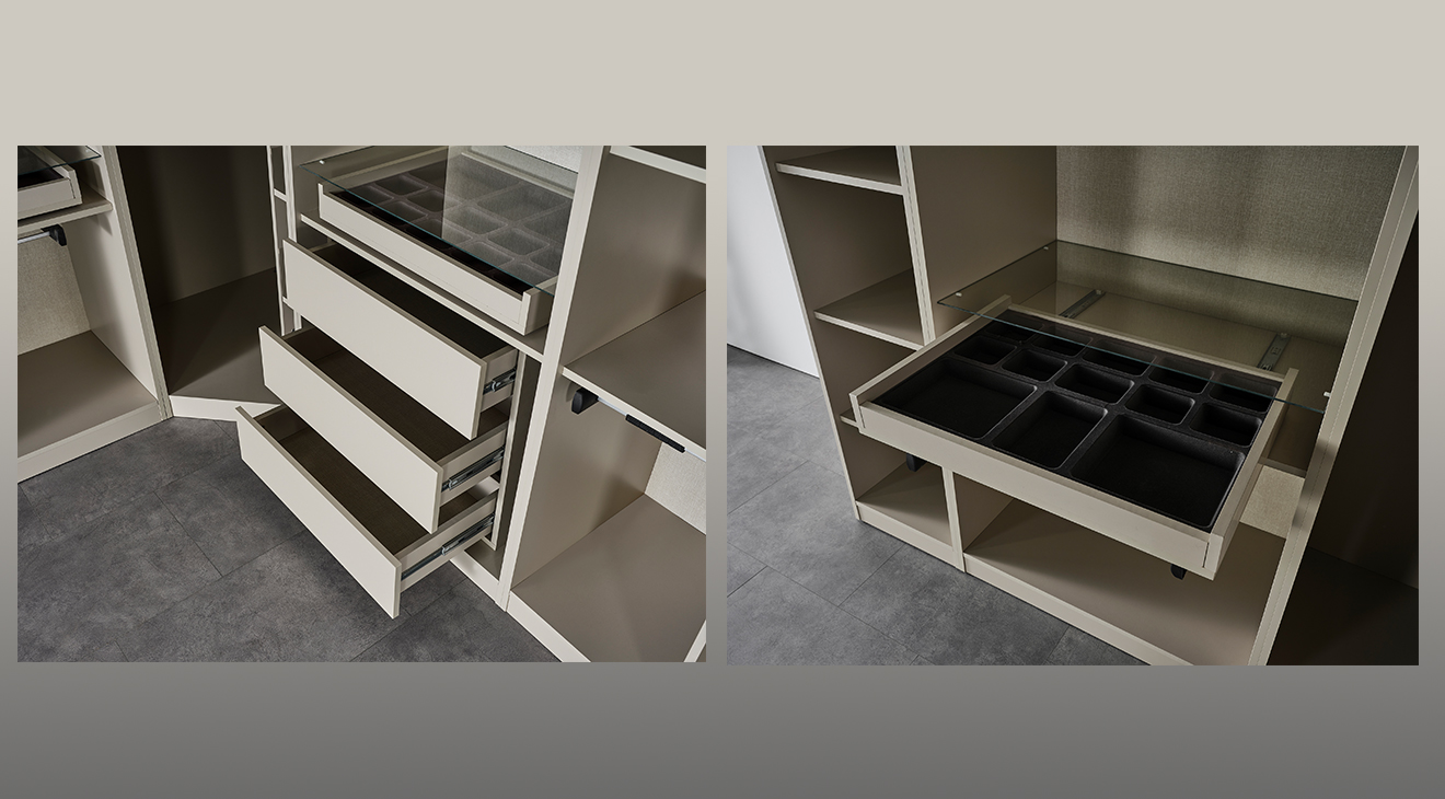 Oslo Köşe Dolaplı Yatak Odası Takımı(Krem) Giyinme Odası