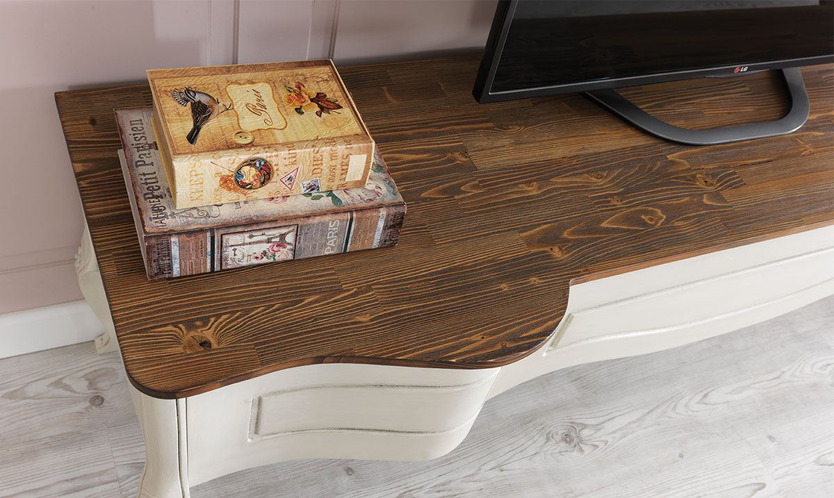 Vintage Ahşap Ayaklı TV Ünitesi TV Ünitesi