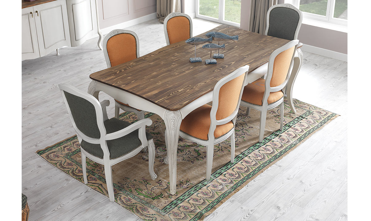 Vintage Ahşap Ayaklı Yemek Odası Takımı Yemek Odası